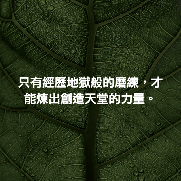 只有經歷地獄般的磨練，才能煉出創造天堂的力量。