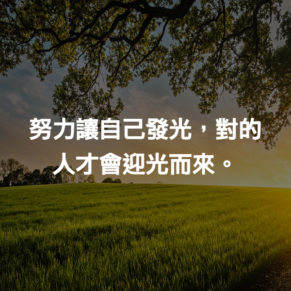 努力讓自己發光，對的人才會迎光而來。