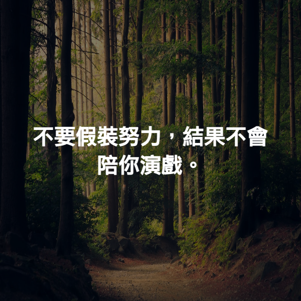 不要假裝努力，結果不會陪你演戲。