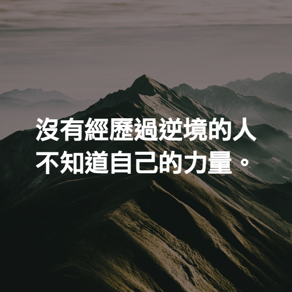 沒有經歷過逆境的人不知道自己的力量。