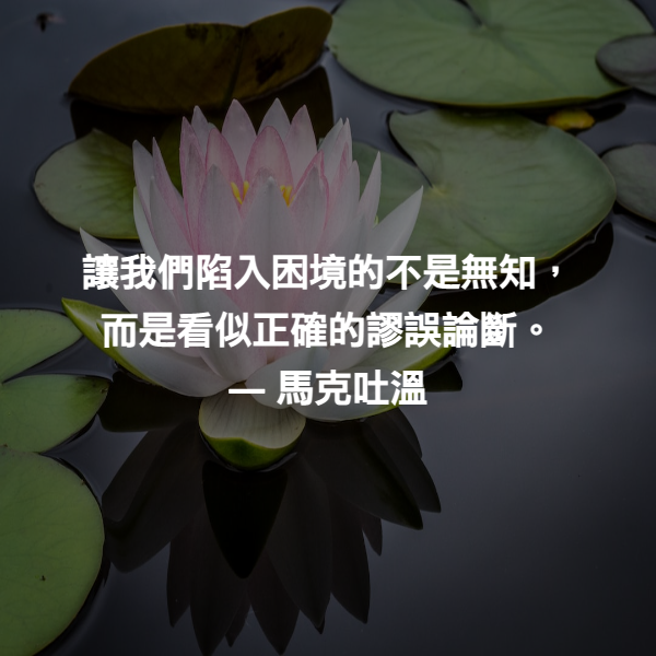 讓我們陷入困境的不是無知，而是看似正確的謬誤論斷。 ― 馬克吐溫