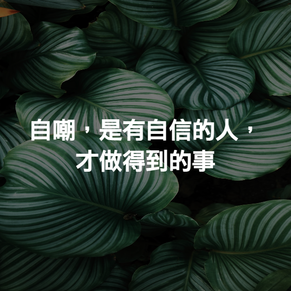 自嘲，是有自信的人，才做得到的事