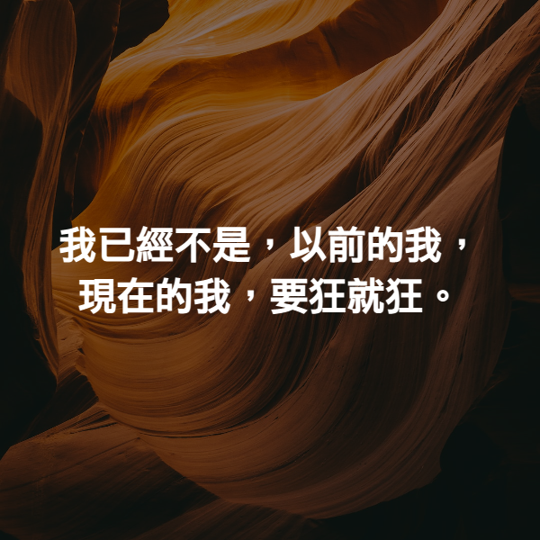 我已經不是，以前的我，現在的我，要狂就狂。
