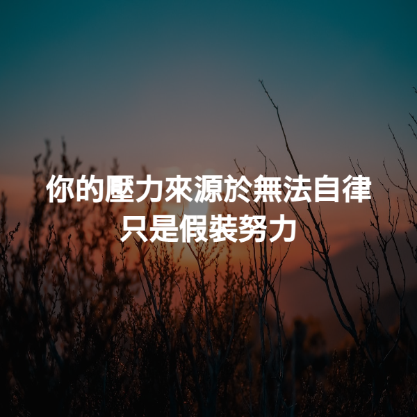 你的壓力來源於無法自律只是假裝努力