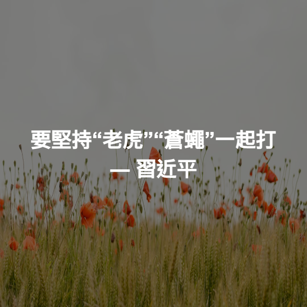 要堅持“老虎”“蒼蠅”一起打 ― 習近平