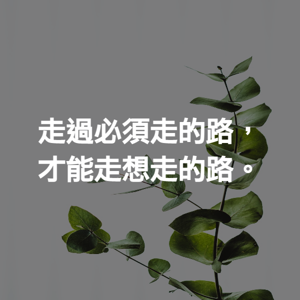 走過必須走的路，才能走想走的路。