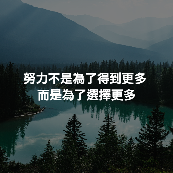 努力不是為了得到更多 而是為了選擇更多