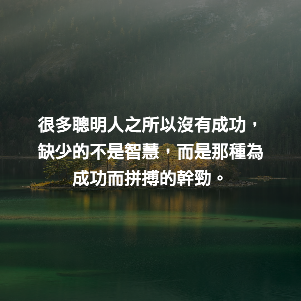 很多聰明人之所以沒有成功，缺少的不是智慧，而是那種為成功而拼搏的幹勁。