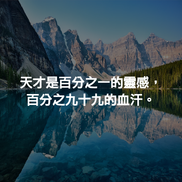 天才是百分之一的靈感，百分之九十九的血汗。