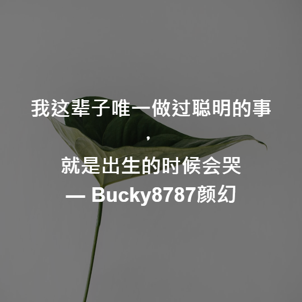我这辈子唯一做过聪明的事，
就是出生的时候会哭 ― Bucky8787颜幻