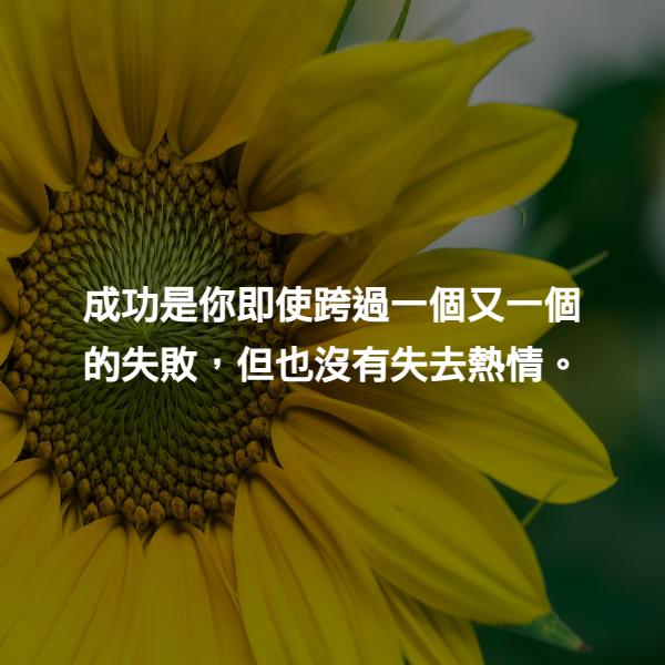 成功是你即使跨過一個又一個的失敗，但也沒有失去熱情。